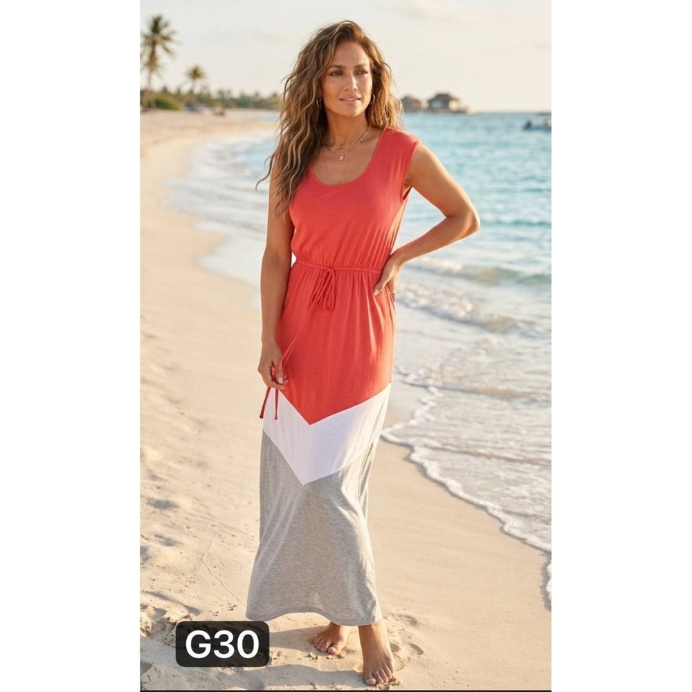 Love Ryan Colorblock Chevron‎ Maxi Dress Small Resort Dopamine Boho Vacay Beachy
